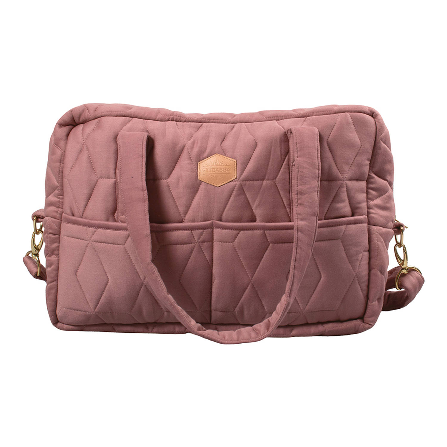 Filibabba Luiertas - Mom Bag - In Zachte Quiltstof - 30x45x15 cm - Dark Rose