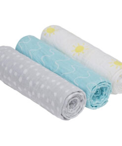 Lässig swaddle & burp doek / hydrofiele luier katoen 3 stuks - summer dream boys L 85x85cm