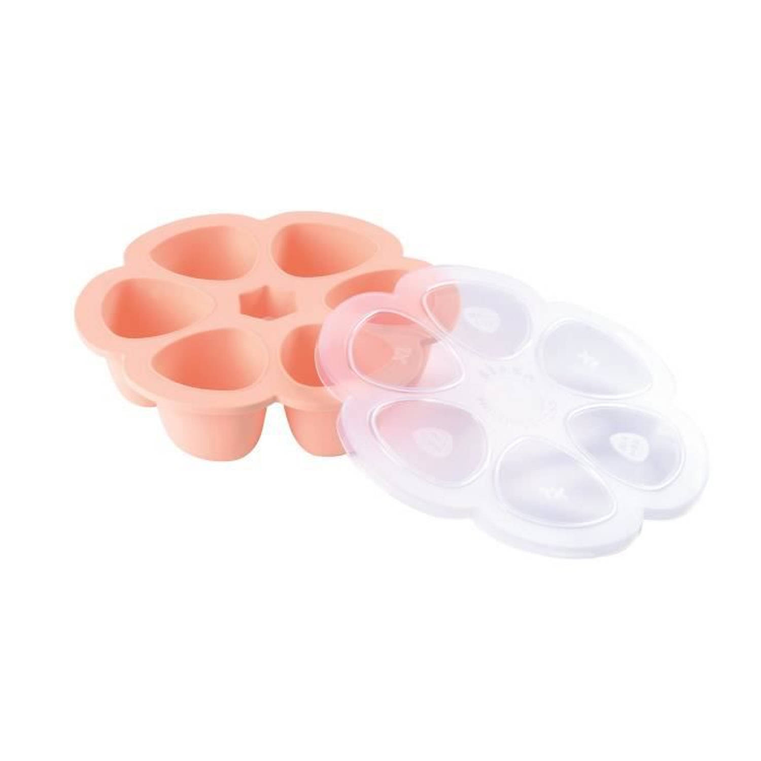 BEABA, Meerdere Porties Premium kwaliteit silicone, Extreme hittebestendigheid, Oven- en magnetronbestendig, 6 aparte vakjes, luchtdicht deksel, Gemaakt in Italië, 6x150 ml, Roze