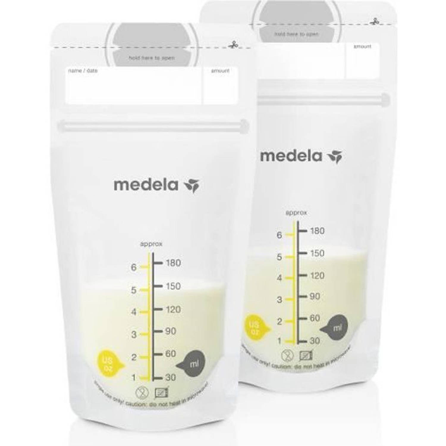 Medela Set of 180 ml Breast Milk Storage Bags - Pack of 50 BPA-free breast milk collection pouches with double zip, quick freeze and thaw