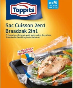 Toppits 2in1 - Braad- en Stoomzakken - Maat M - 8 stuks