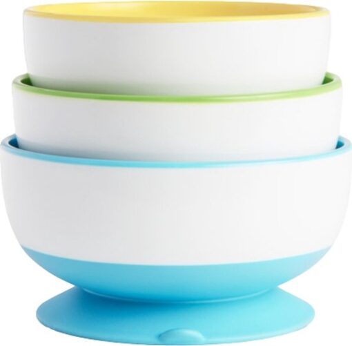 3 stay put suction bowls/ 3 kommetjes met zuignappen geel