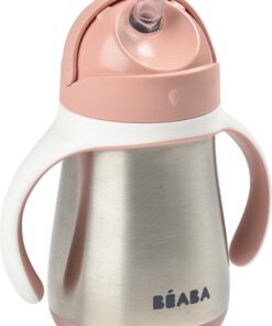 Béaba - Drinkbeker met rietje - 250ml - RVS - Roze