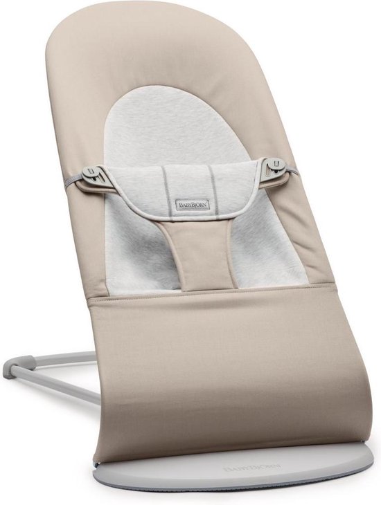 BabyBjörn Wipstoel Balance Soft - Cotton-Jersey - Beige-Grijs - Ergonomisch - Verstelbaar - Inklapbaar