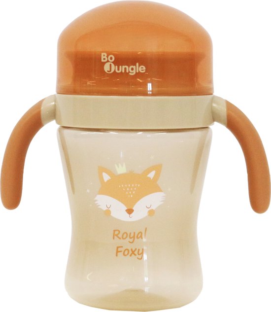 Bo Jungle - Drinkbeker kinderservies - antilekbeker 360° - 240 ml - Met handgrepen en deksel - Royal Foxy 360° Drinking Cup