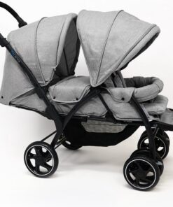 Bolente Serra Tweeling Kinderwagen | Duowagen | Duo Buggy| Klein Opvouwbaar | Plooibuggy | Inclusief Regenhoes | Kleur Grijs