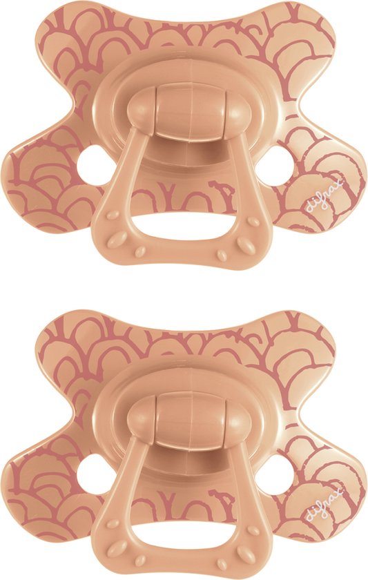 Difrax - Natural Fopspeen - 12+ Maanden - Oranje Speen met Boogjes - 2 st.