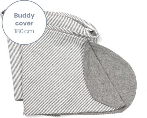 Doomoo Buddy Cover - Hoes voor Voedingskussen Buddy - Biologisch Katoen - 180 cm - Classic Light Grey