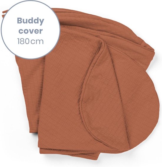 Doomoo Buddy Cover - Hoes voor Voedingskussen Buddy - Biologisch Katoen - 180 cm - Tetra jersey Terracotta