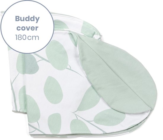 Doomoo Buddy Cover - Hoes voor Voedingskussen Buddy - Biologisch Katoen - 180 cm - Leaves Aqua Green