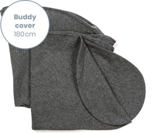 Doomoo Buddy Cover - Hoes voor Voedingskussen Buddy - Biologisch Katoen - 180 cm - Chine Anthracite