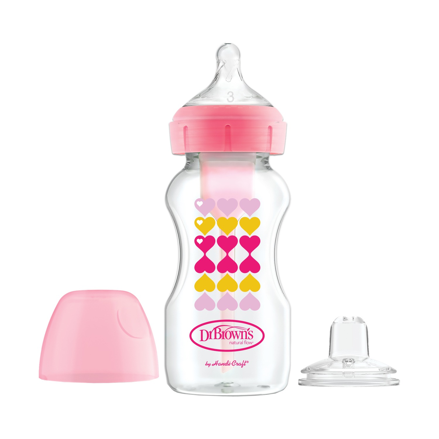 Dr. Brown’s Options+ Starter Kit Fles / Sippy Roze 270 ml