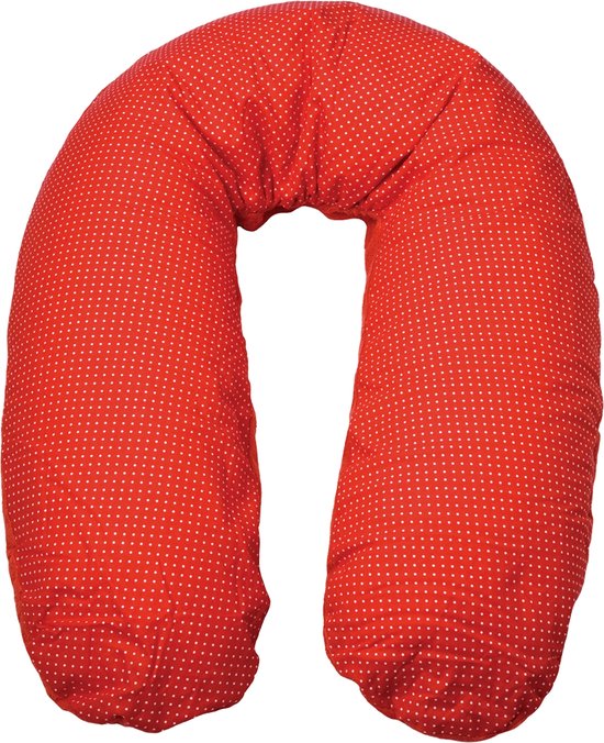 Form Fix XL Voedingskussenhoes - Body Pillow Kussensloop - Zwangerschapskussen hoes - Zijslaapkussen hoes - Badstof/Katoen Hoes - Rood Polkadot