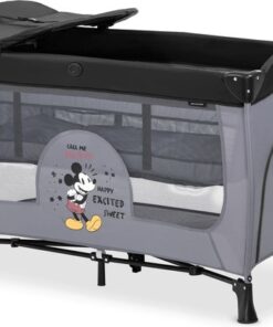 Hauck Sleep N Play Center - 120 x 60 cm - campingbedje - bodemverhoger - verschoonblad - wielen zijopening - Mickey Mouse Grey