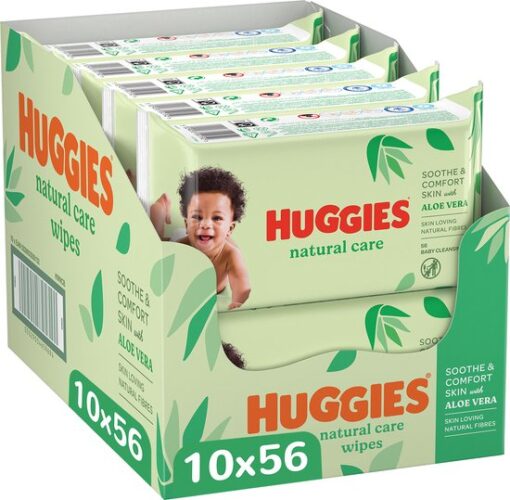 Huggies billendoekjes - Natural Care - 10 x 56 stuks - 560 doekjes - voordeelverpakking