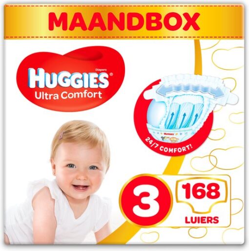 Huggies luiers - Maat 3 (4 tot 9 kg) - 168 stuks - Voordeelverpakking