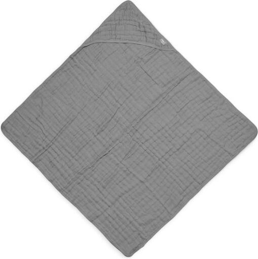 Jollein - Badcape Wrinkled - Grijs - 100% Badstof Katoen - Baby Handdoek met Badcape, Omslagdoek, Badponcho - 75x75 cm