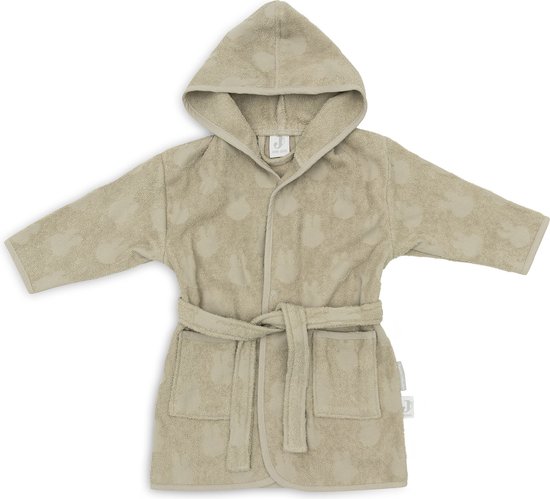 Jollein x Nijntje - Baby Badjas Badstof 3-4 Jaar - Badjas Kinderen met Capuchon - Miffy Jacquard - Olive Green