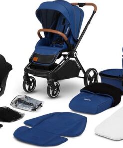 Lionelo Mika 3 in 1 - Kinderwagen - Waterdichte dak XXL met UPF 50+ filter - en rijke set accessoires –muggennet, voetenzak, regenhoes, schouderriem en universele adapters voor de wieg en autostoel - Set: wandelwagen, wieg, autostoel