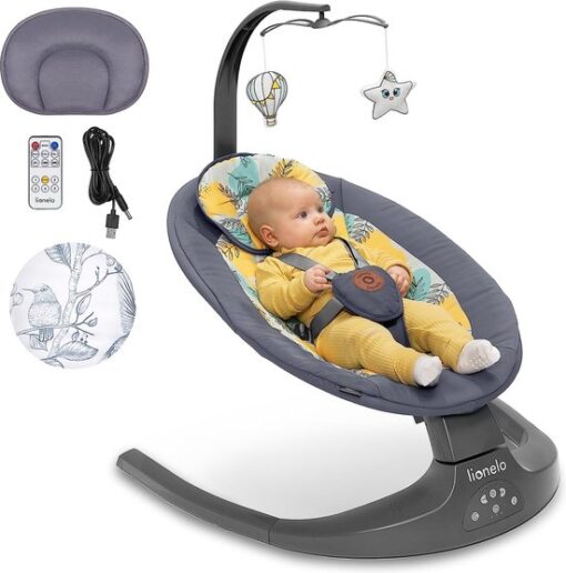 Lionelo Ralf - Babyschommel Premium - 2in1 - 5 automatische schommelsnelheden - 0 tot 9kg