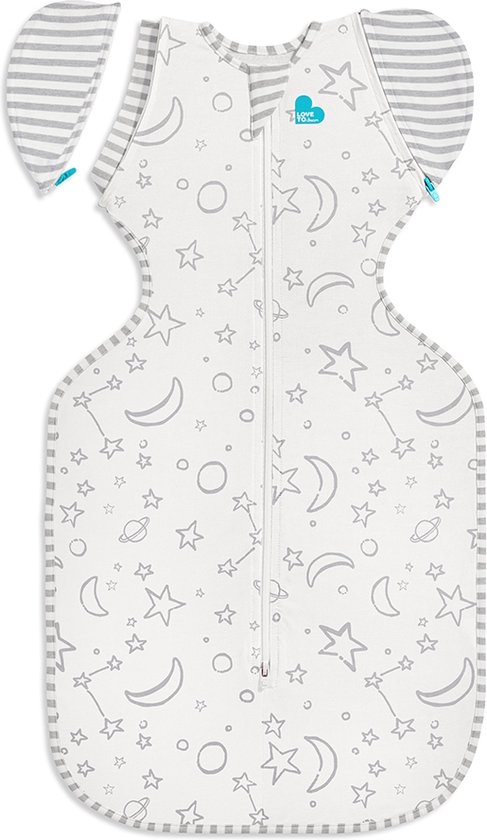 Love to Dream™ Babyslaapzak Swaddle Up™ - Inbakeren afbouwen - Baby 4-6 maanden - 6-8.5 kg - All Season - Bamboe - Stars - Wit