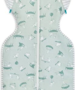 Love to Dream™ Babyslaapzak Swaddle Up™ - Inbakeren afbouwen - Baby 4-6 maanden - 6-8.5 kg - Zomer - Brave Bunny Olijfgroen