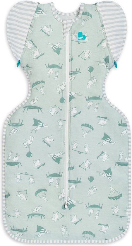 Love to Dream™ Babyslaapzak Swaddle Up™ - Inbakeren afbouwen - Baby 4-6 maanden - 6-8.5 kg - Zomer - Brave Bunny Olijfgroen