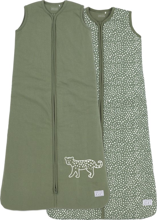 Meyco Baby Slaapzak Winter Cheetah - 2-pack - forest green - 70cm - winterslaapzak