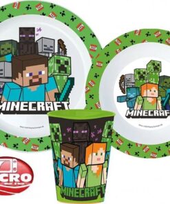 Minecraft ontbijtset met Bordje, Beker en Kom - Lunchset - Diner Set