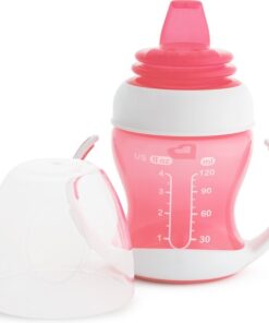 Munchkin Gentle Overgangsbeker - Transition Cup - Anti-lek Beker voor Baby's – Vanaf 4 Maanden - 118ml - Roze