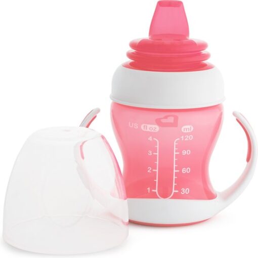 Munchkin Gentle Overgangsbeker - Transition Cup - Anti-lek Beker voor Baby's – Vanaf 4 Maanden - 118ml - Roze