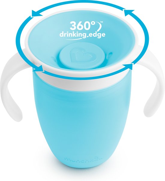 Munchkin Miracle® 360° de Originele Trainer Cup - Oefenbeker voor Baby’s - Anti-Lek Drinkbeker - 207ml - Blauw