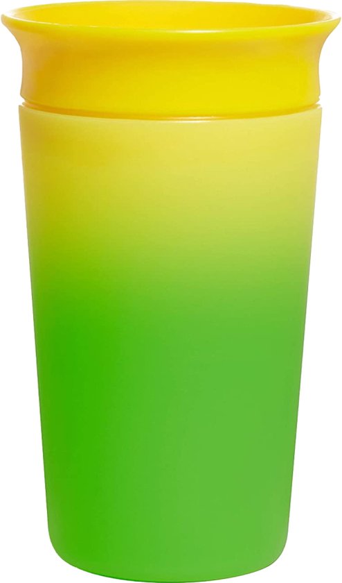 Munchkin Miracle® 360° Warmtegevoelige Sippy Cup - Veranderd van Kleur - Oefenbeker voor Baby’s - Anti-Lek Drinkbeker - 266ml - Geel/Groen