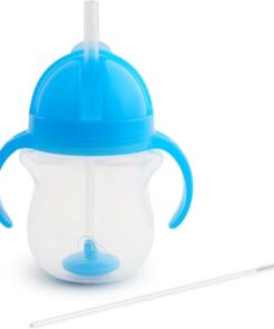 Munchkin Tip & Sip Antilek Rietjesbeker - Drinkbeker met Rietje - Vaatwasserbestendig - Vanaf 6 maanden - 207ml - Blauw- drinkbeker met rietje