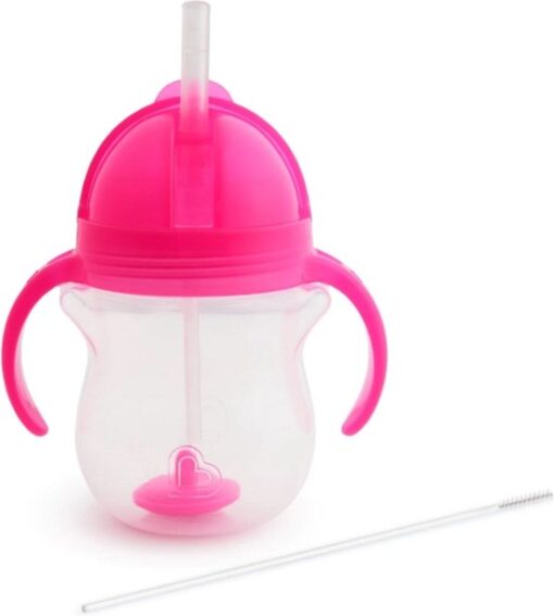 Munchkin Tip & Sip Antilek Rietjesbeker - Drinkbeker met Rietje - Vaatwasserbestendig - Vanaf 6 maanden - 207ml - Roze