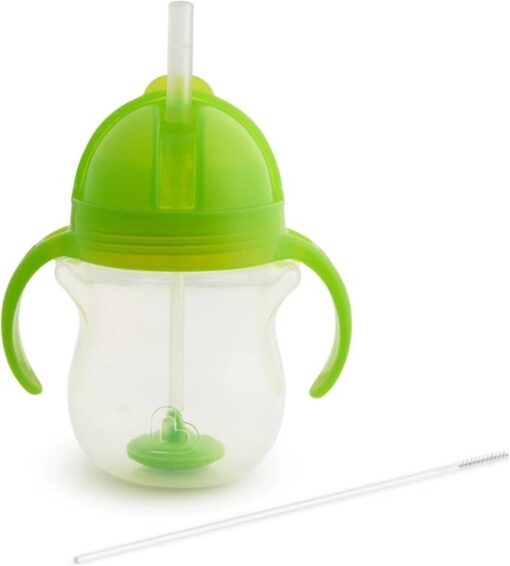 Munchkin Tip & Sip Antilek Rietjesbeker - Vaatwasserbestendig - Vanaf 6 maanden - 207ml - Groen - drinkbeker met rietje