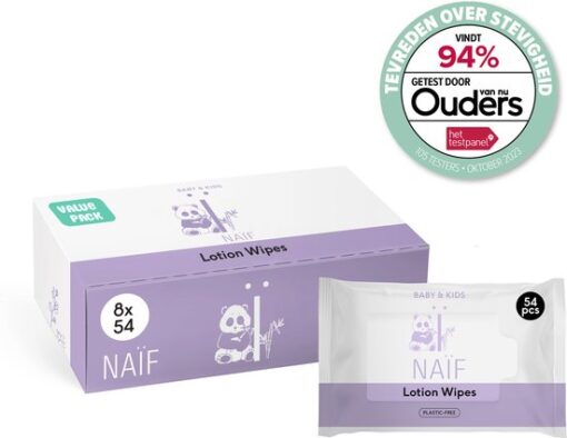 Naïf - Plasticvrije Lotion Billendoekjes - 432 doekjes (8 stuks x 54 doekjes)