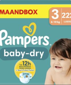 Pampers Baby-Dry - Maat 3 (6kg-10kg) - 222 Luiers - Maandbox