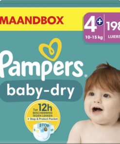 Pampers Baby-Dry - Maat 4+ (10kg-15kg) - 198 Luiers - Maandbox