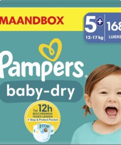 Pampers Baby-Dry - Maat 5+ (12kg-17kg) - 168 Luiers - Maandbox