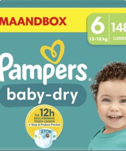 Pampers Baby-Dry - Maat 6 (13kg-18kg) - 148 Luiers - Maandbox