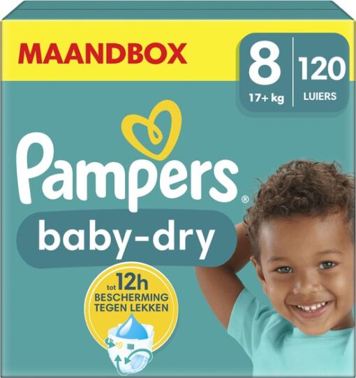 Pampers Baby-Dry - Maat 8 (17kg+) - 120 Luiers - Maandbox