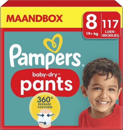 Pampers Baby-Dry Pants - Maat 8 (19kg+) - 117 Luierbroekjes - Maandbox