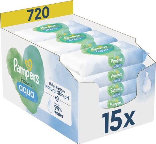 Pampers Harmonie Aqua Billendoekjes - 15 Verpakkingen = 720 Babydoekjes