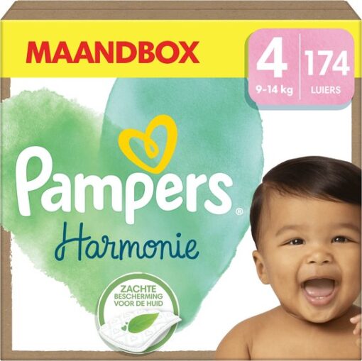 Pampers Harmonie Luiers - Maat 4 (9kg-14kg) - 174 Luiers - Maandbox