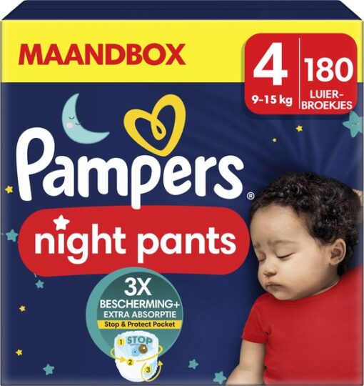 Pampers Night Pants - Maat 4 (9kg-15kg) - 180 luierbroekjes - Maandbox