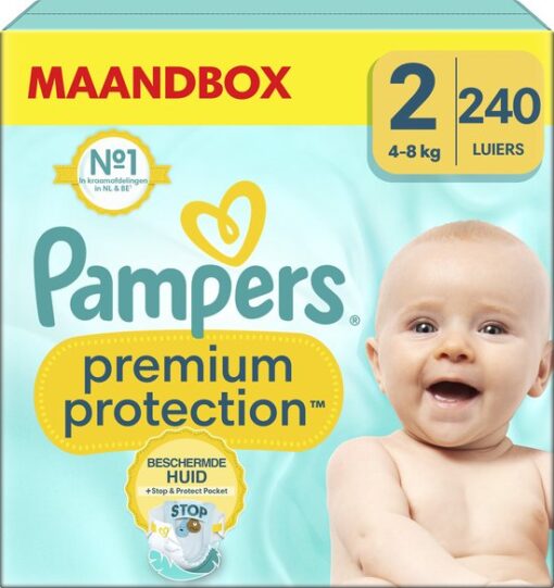 Pampers Premium Protection - Maat 2 (4kg-8kg) - 240 Luiers - Maandbox