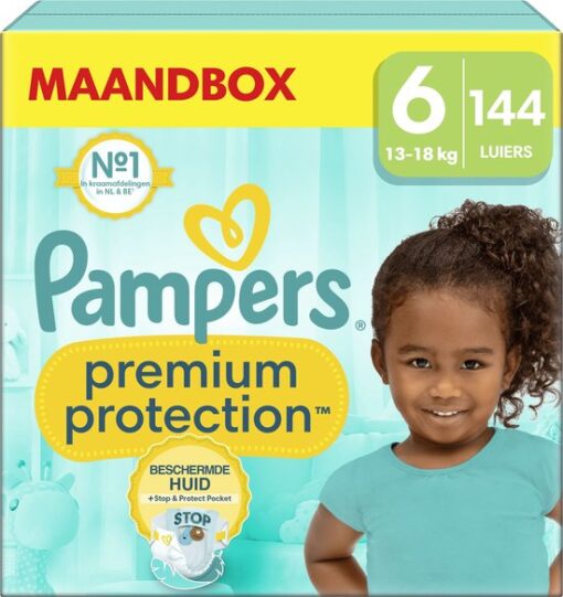 Pampers Premium Protection - Maat 6 (13kg-18kg) - 144 Luiers - Maandbox