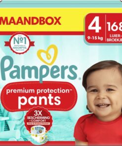 Pampers Premium Protection Pants - Maat 4 (9kg-15kg) - 168 Luierbroekjes - Maandbox