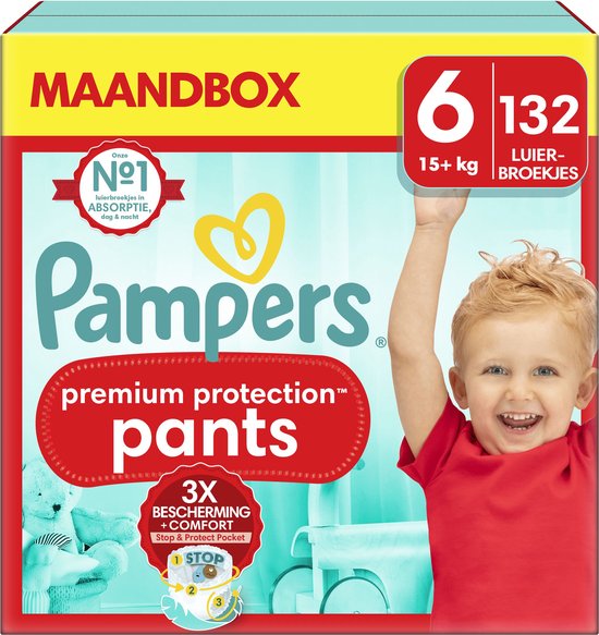 Pampers Premium Protection Pants - Maat 6 (15kg+) - 132 Luierbroekjes - Maandbox